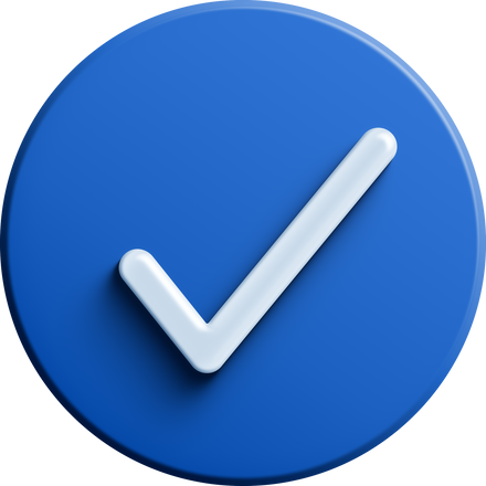 Blue round 3D check icon